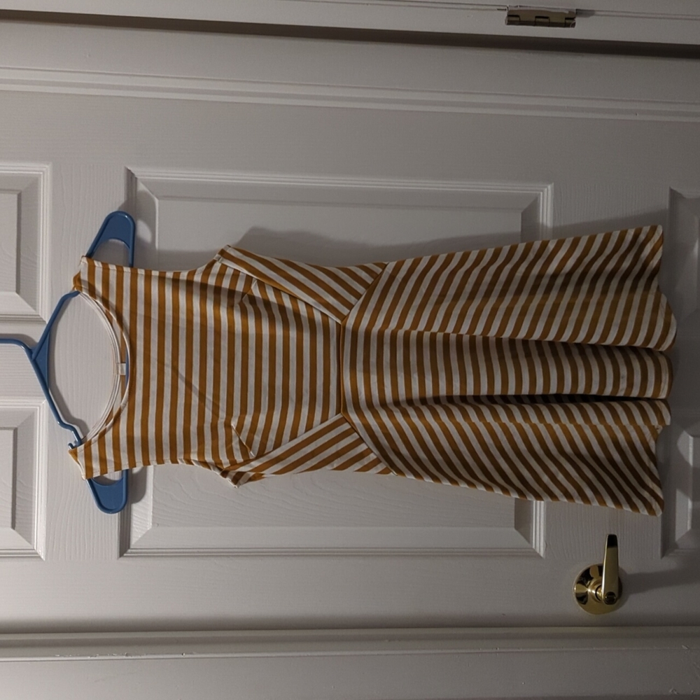 Gold and White Striped Dress